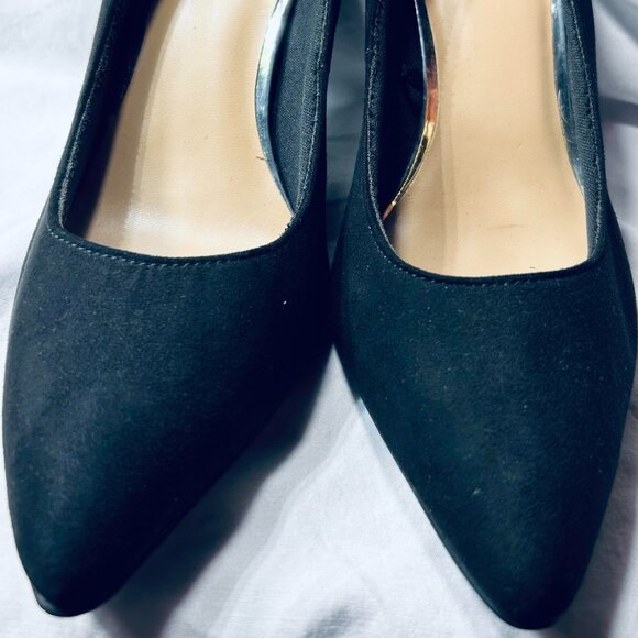 Black Suede High Heel Pointed Toe Pumps - Picture 5 of 7